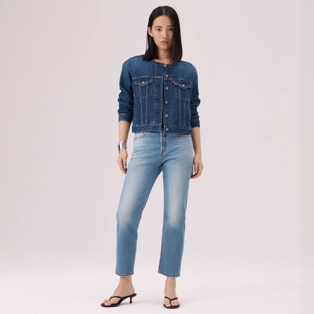  levi's® 無領 boxy trucker 牛仔外套 | 女裝 006Q90000XXS- Dark Wash – Levi's 香港