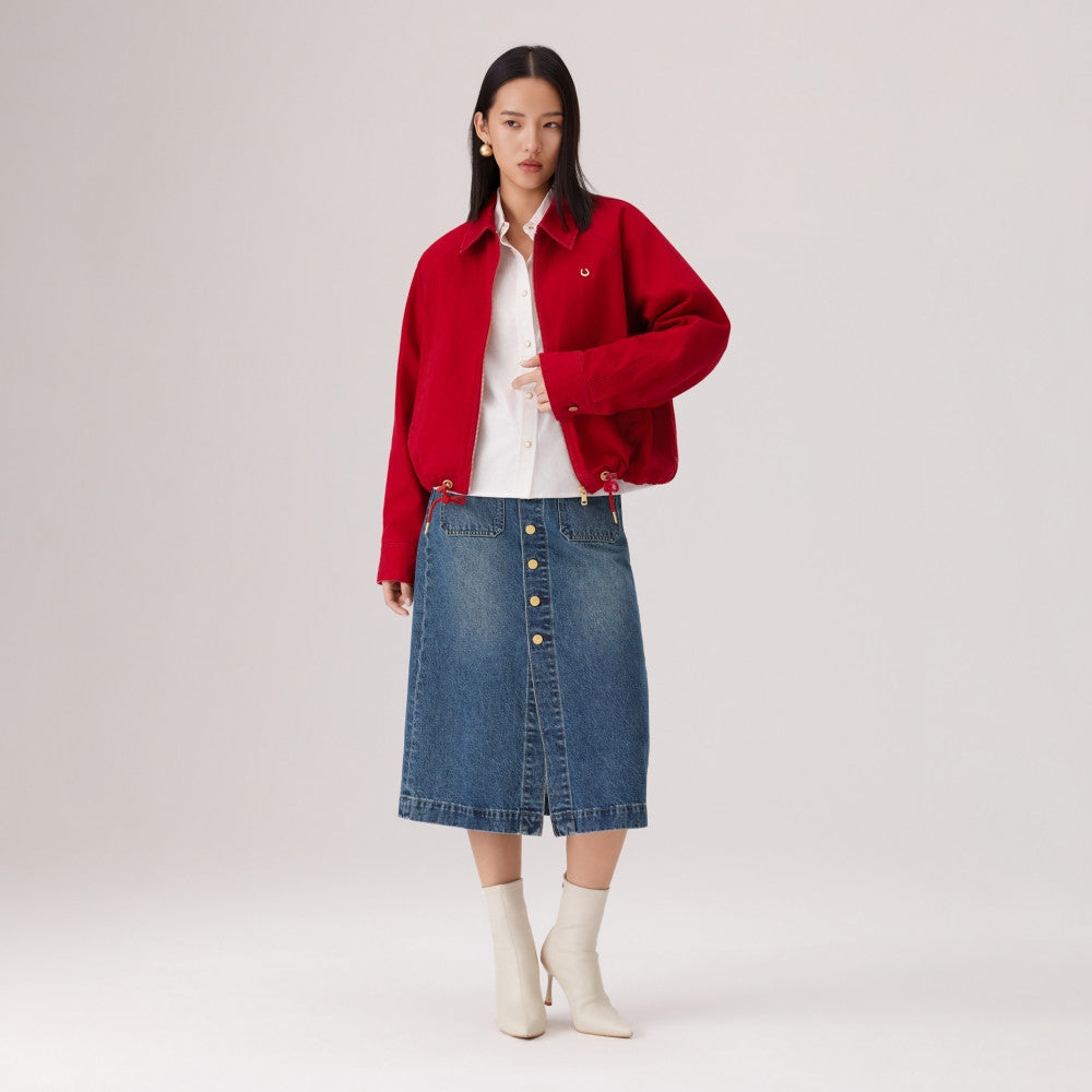 levi's® 鈕扣前開叉牛仔短裙 | 女裝 006JO000129- Indigo – Levi's 香港