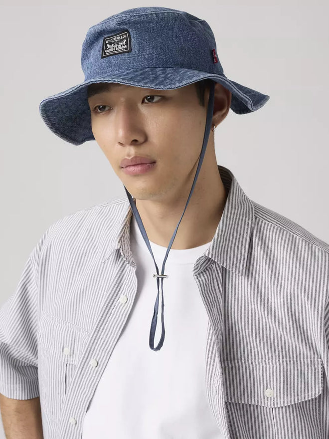 levi's® bay drawstring bucket 抽繩漁夫帽 | 男裝   005CP0002S- Medium Indigo  – Levi's 香港
