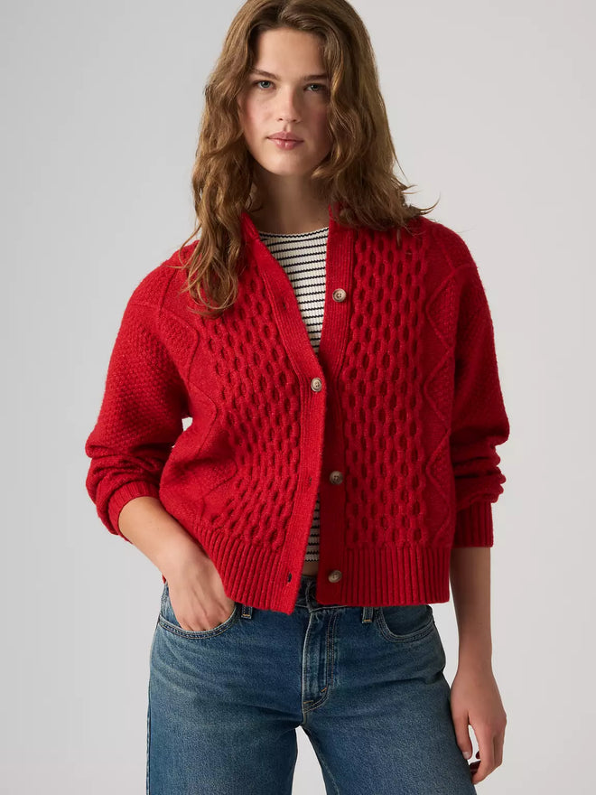 levi's® charlotte 圓領開襟毛衣 | 女裝 007VG0010XS- Red  – Levi's 香港