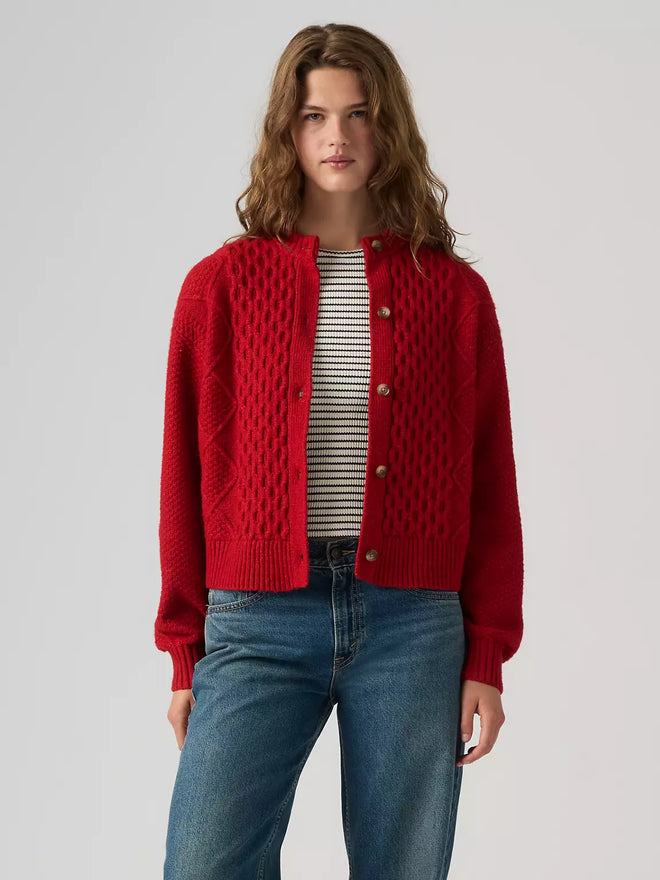 levi's® charlotte 圓領開襟毛衣 | 女裝 007VG0010XS- Red  – Levi's 香港