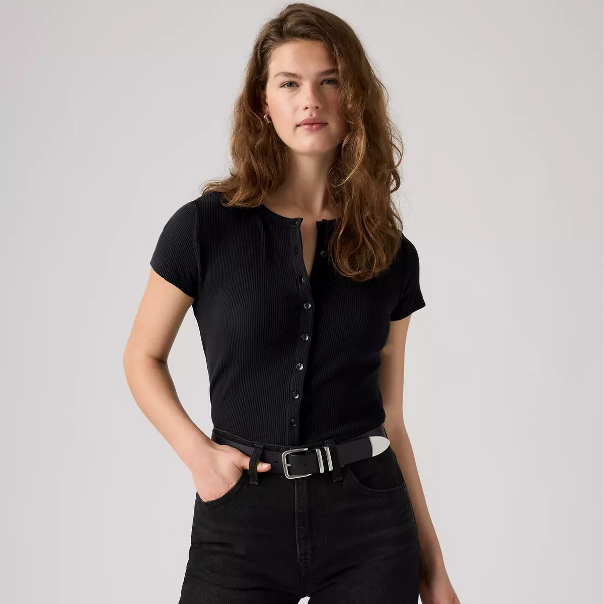 Levi's® Rory Button 短袖鈕扣上衣 | 女裝  