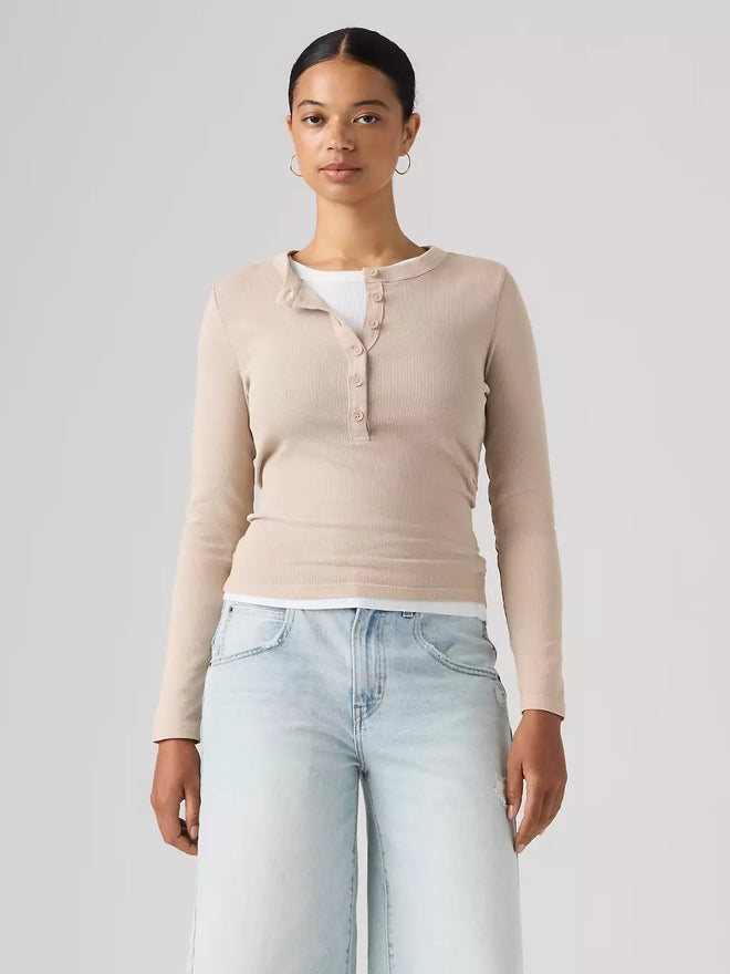 levi's® essential 長袖亨利衫 | 女裝 0086R0008XS- Grey  – Levi's 香港